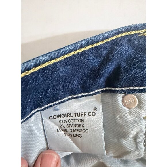 Cowgirl Tuff Co. Don't Fence Me In Bootcut Jeans Womens Size 29L Blue Denim Wes - Picture 7 of 13